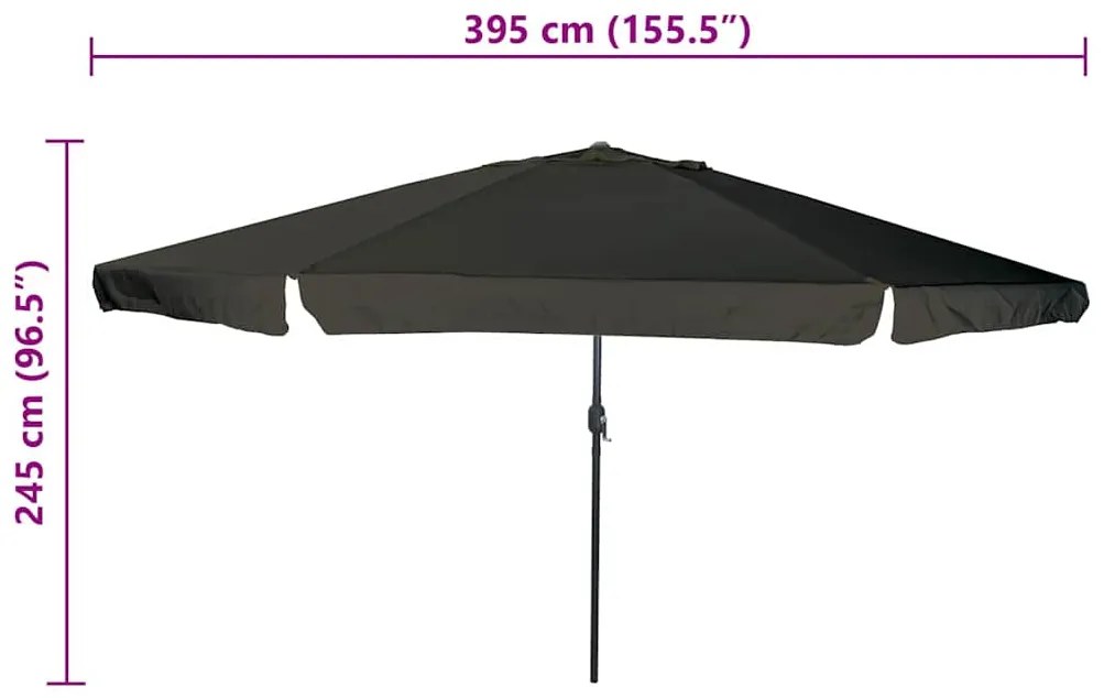 Parasol ø395 x 245 cm Preto