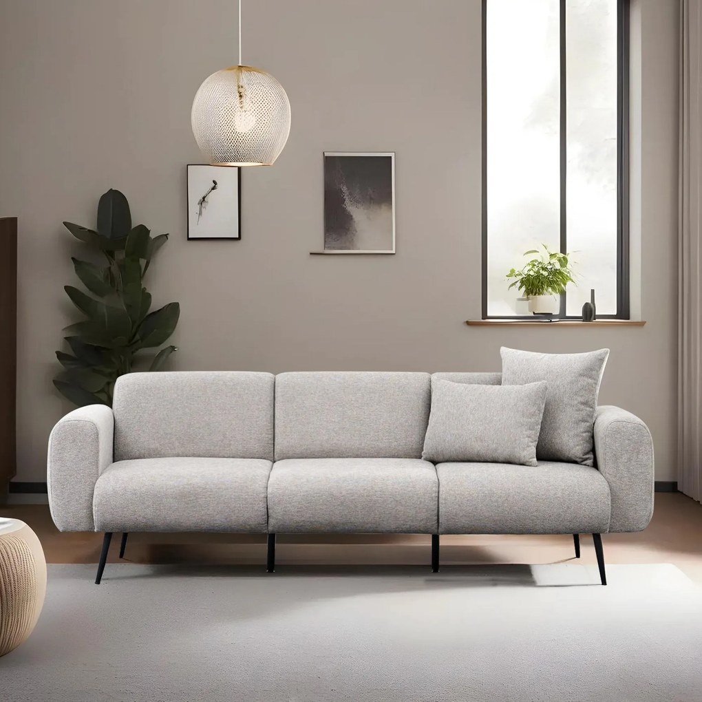 Sofá de 3 Lugares Side – Cinzento Claro – 235x77x82 cm