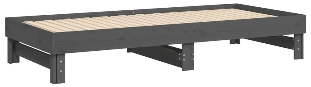 Sofá-cama de puxar 2x(100x200) cm pinho maciço cinza