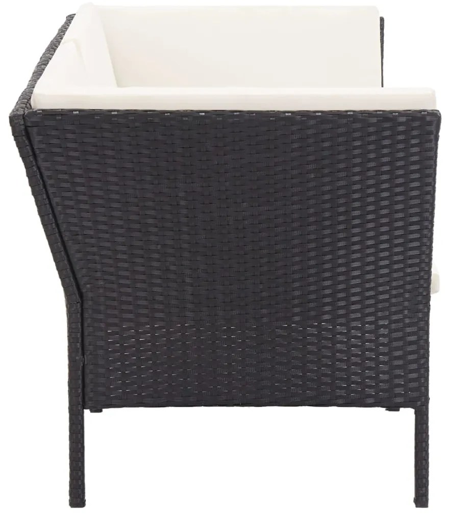 8 pcs conjunto lounge de jardim c/ almofadões vime PE preto