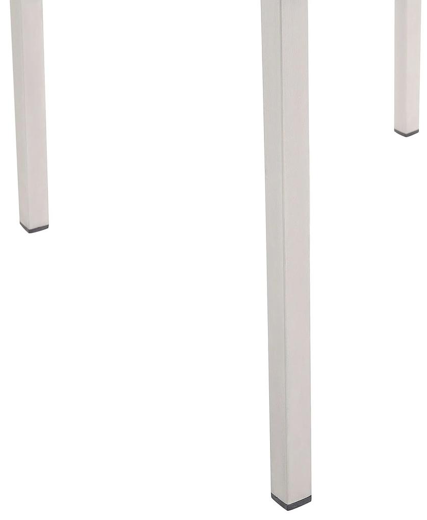 Conjunto de mesa com tampo triplo granito polido preto 220 x 100 cm e 8 cadeiras rattan sintético GROSSETO Beliani