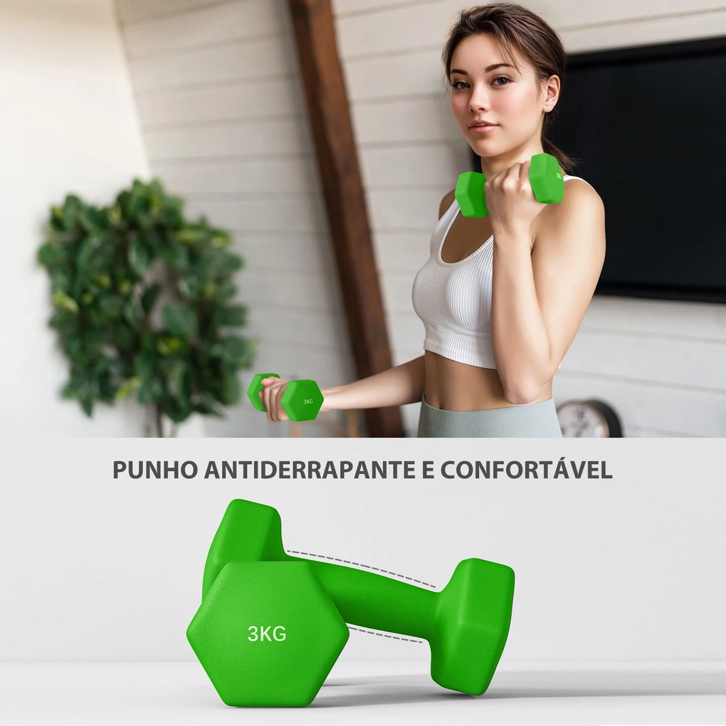SPORTNOW Jogo de Halteres 2x1 kg 2x2 kg 2x3 kg Conjunto de Halteres He
