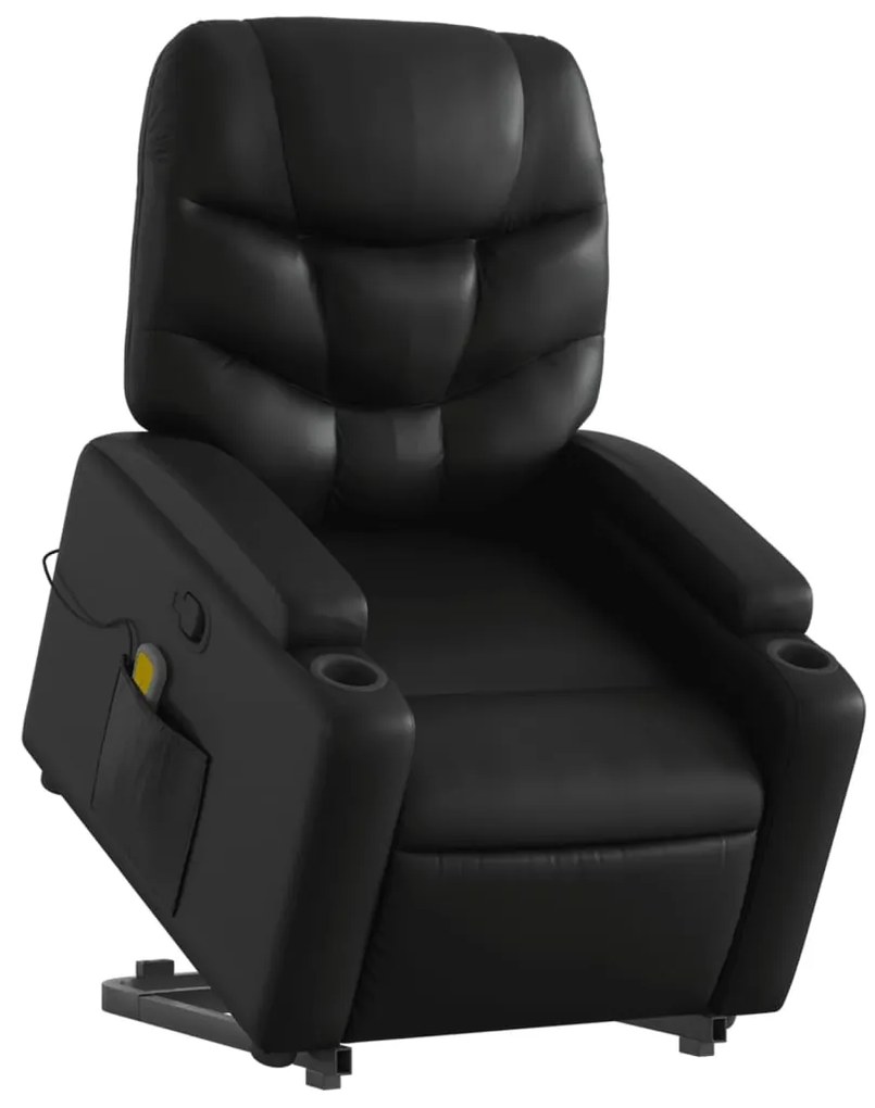 Poltrona massagens reclinável elevatória couro artificial preto