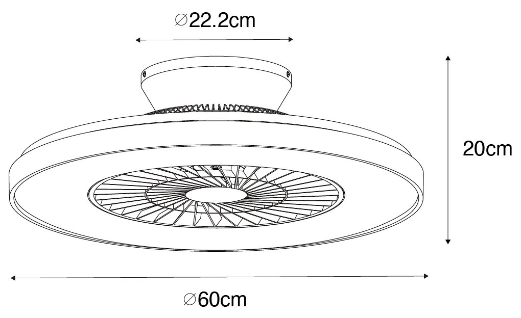 LED Ventilador de teto inteligente preto com efeito de estrela regulável - Climo Moderno
