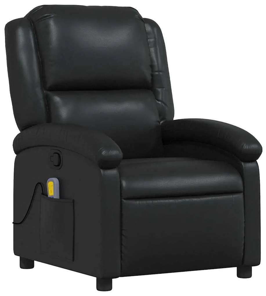 Poltrona de massagens reclinável couro artificial preto
