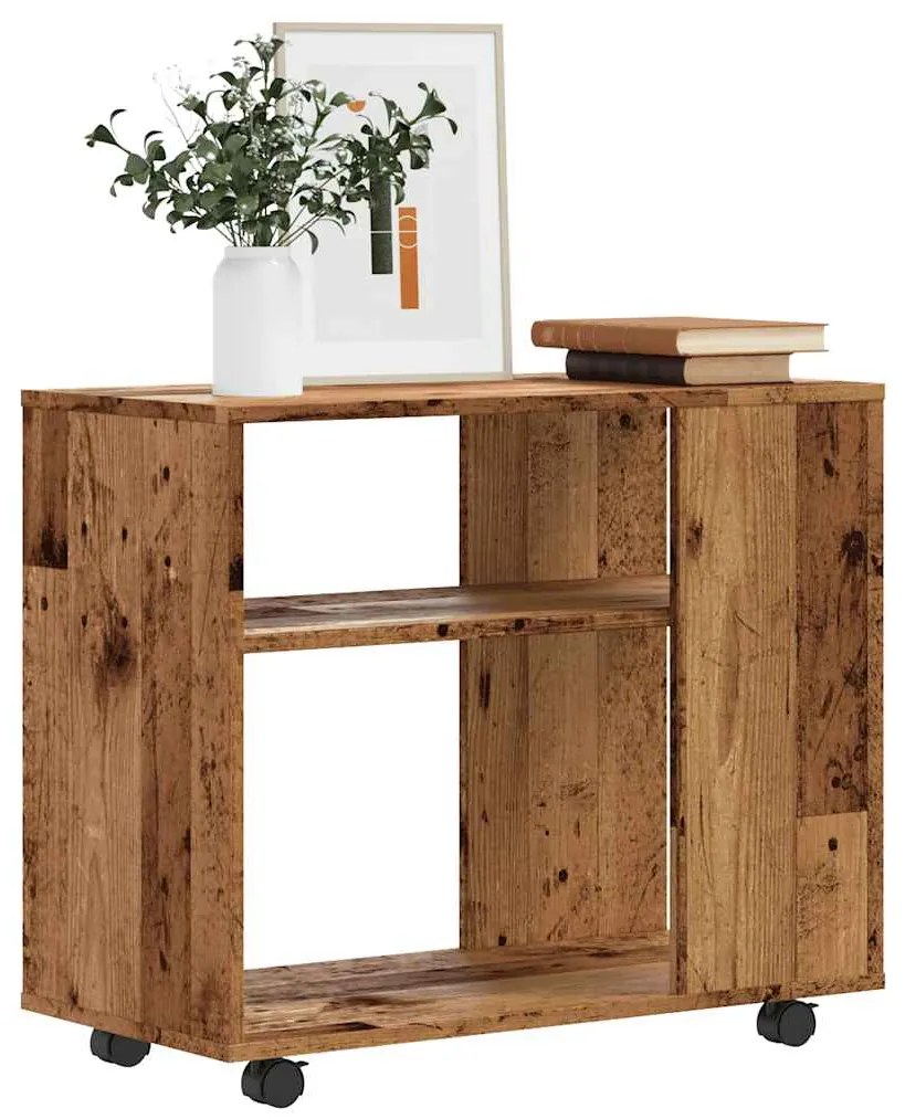 Mesa de apoio madeira velha 70x35x55 cm madeira trabalhada