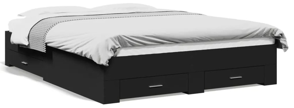 vidaXL Estrutura de cama c/ gavetas 150x200 cm derivados madeira preto
