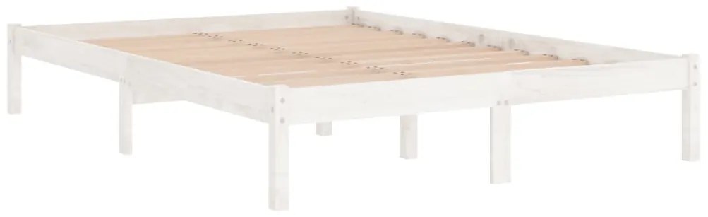 Estrutura de cama casal 135x190 cm madeira maciça branco