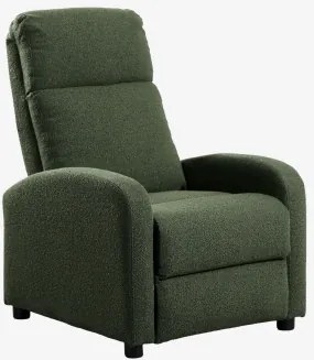 Poltrona Reclinável Estofada Libuliana Bouclé Verde Army - Sklum