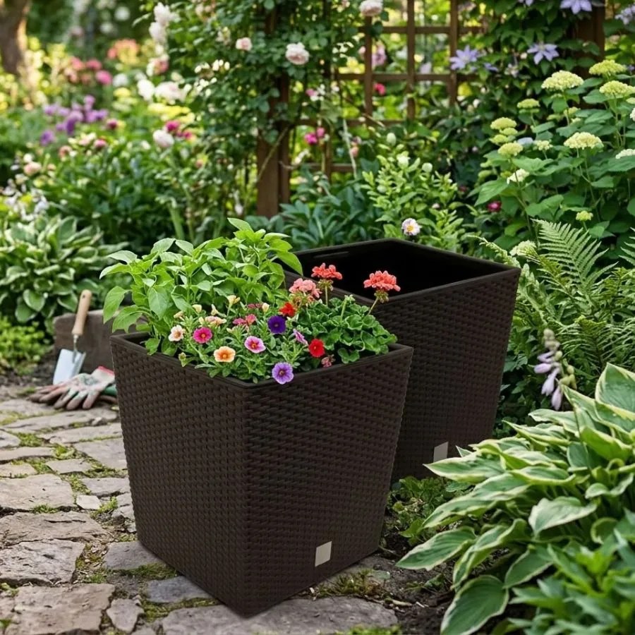 Conjunto 2 unidades Vaso Rato Low, 39 x 39 x 40,5 cm castanhos