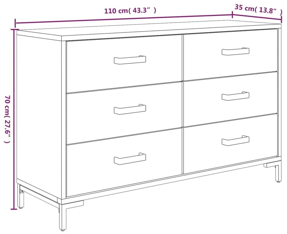 Aparador 110x35x70 cm pinho maciço castanho