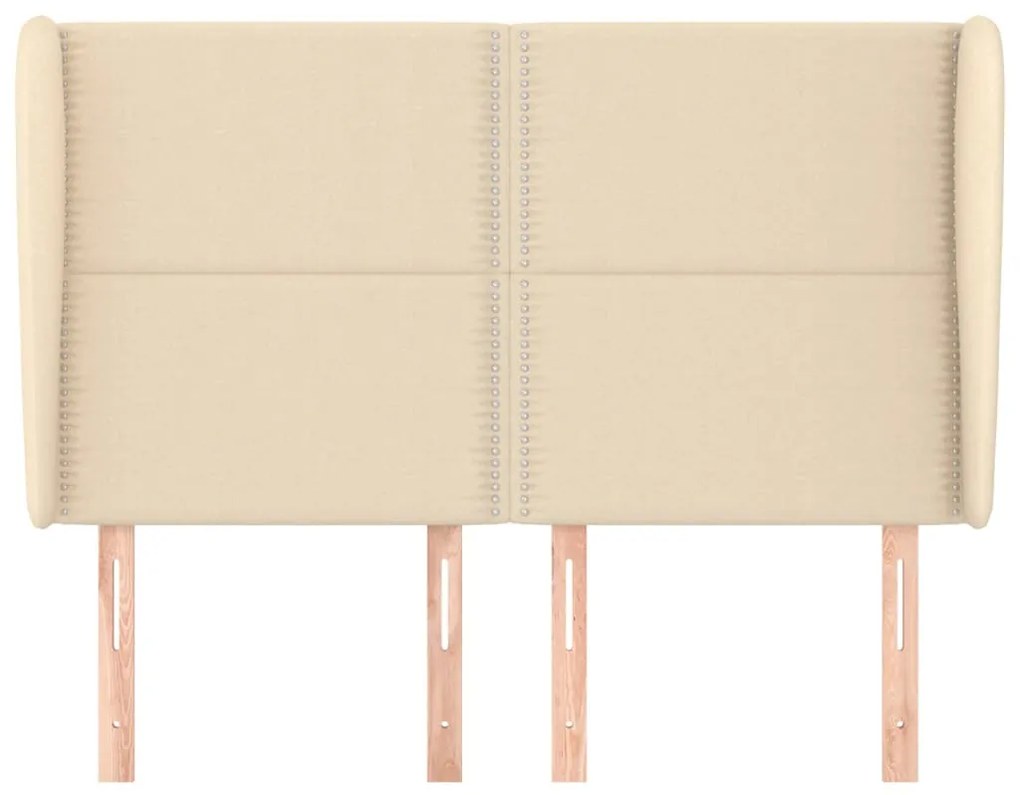 Cabeceira de cama c/ abas tecido 147x23x118/128 cm creme