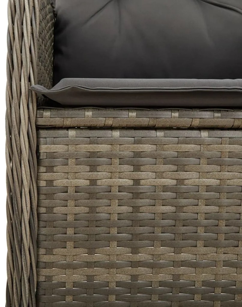 Cadeiras jardim reclináveis 2 pcs c/ almofadões vime PE cinza