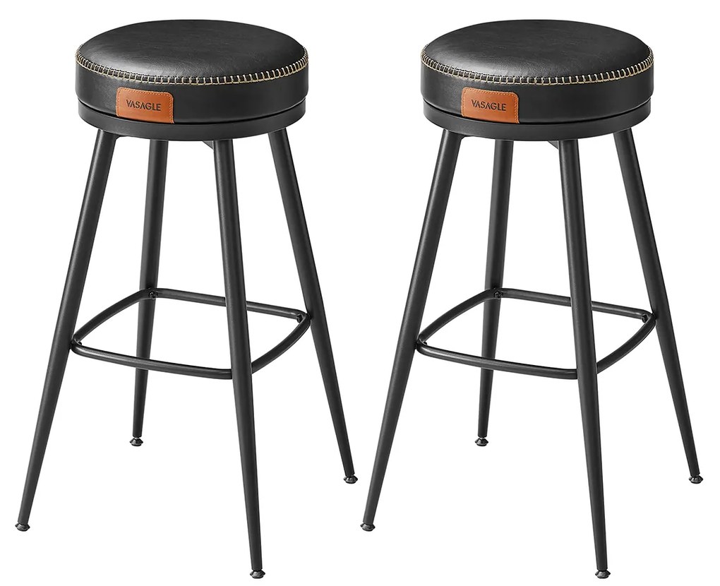 Conjunto de 2 bancos de bar com 76 cm de altura em preto
