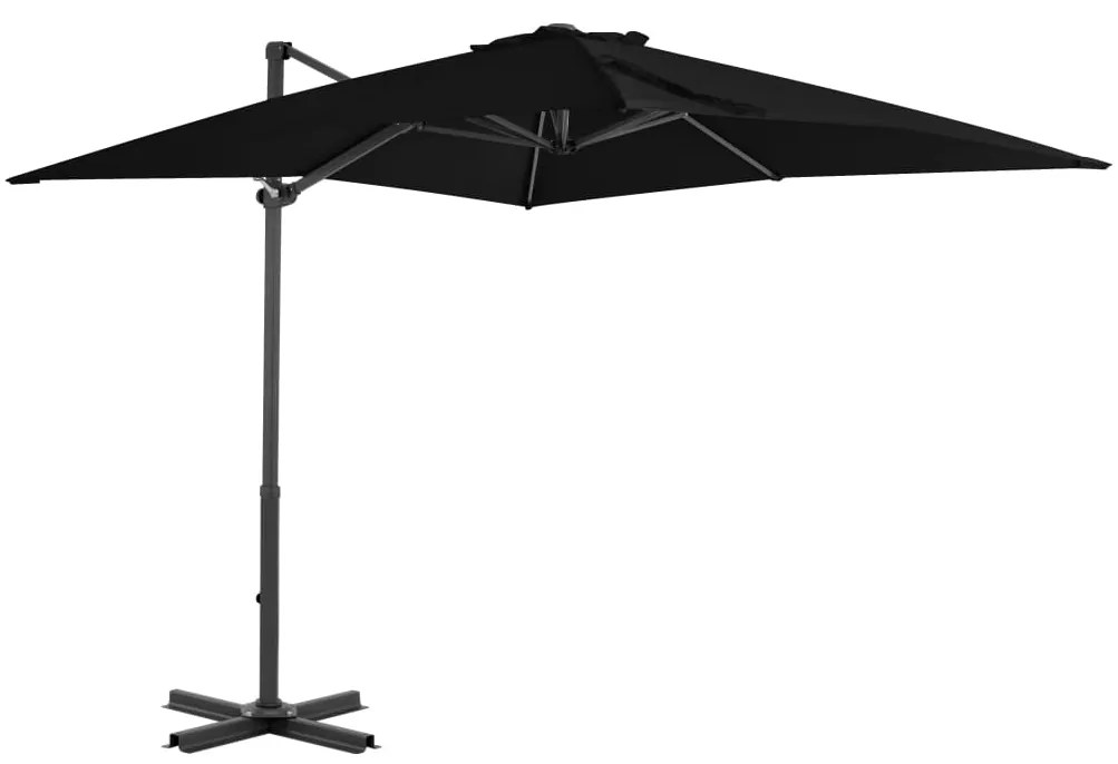 46986 vidaXL Guarda-sol cantilever c/ poste de alumínio 250x250 cm preto