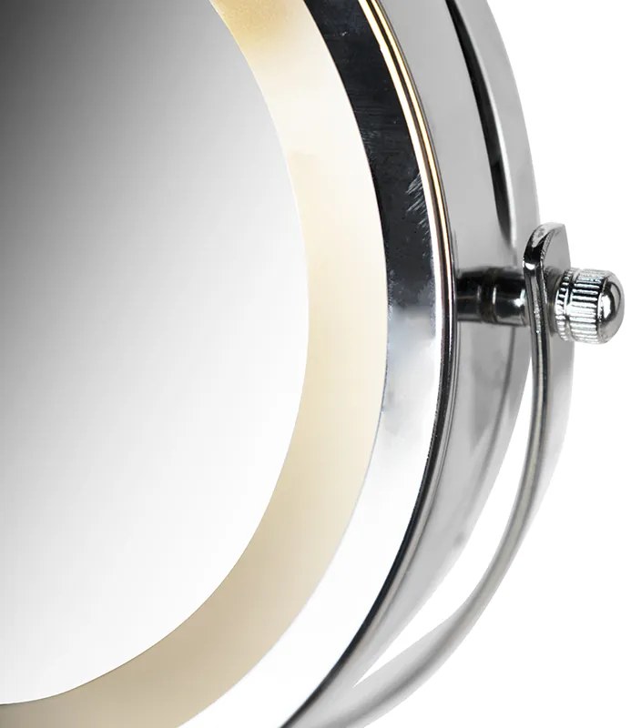 Espelho de parede design cromado com LED regulável dim to warm ajustável IP44 - Vicino Moderno