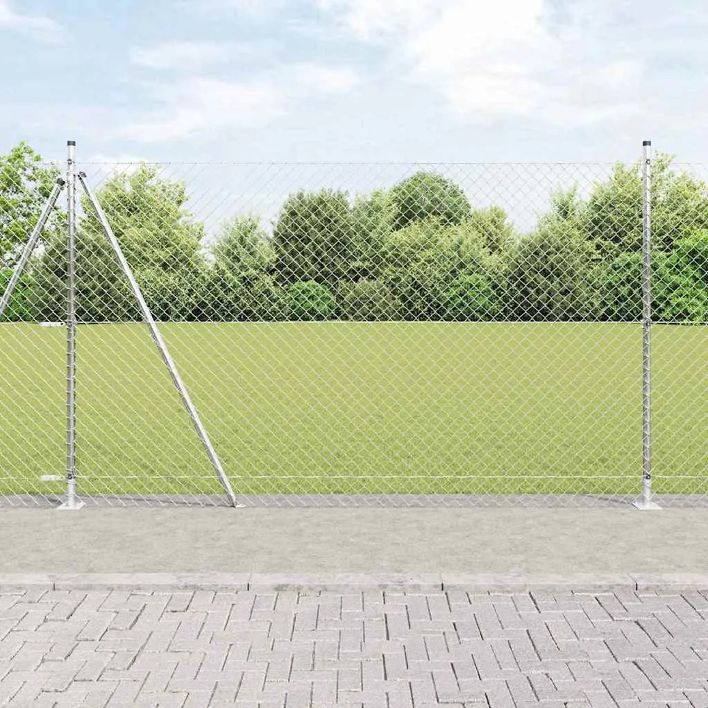 vidaXL Conjunto de Postes de Cerca Prateado 10 x 1.4 m Aço galvanizado