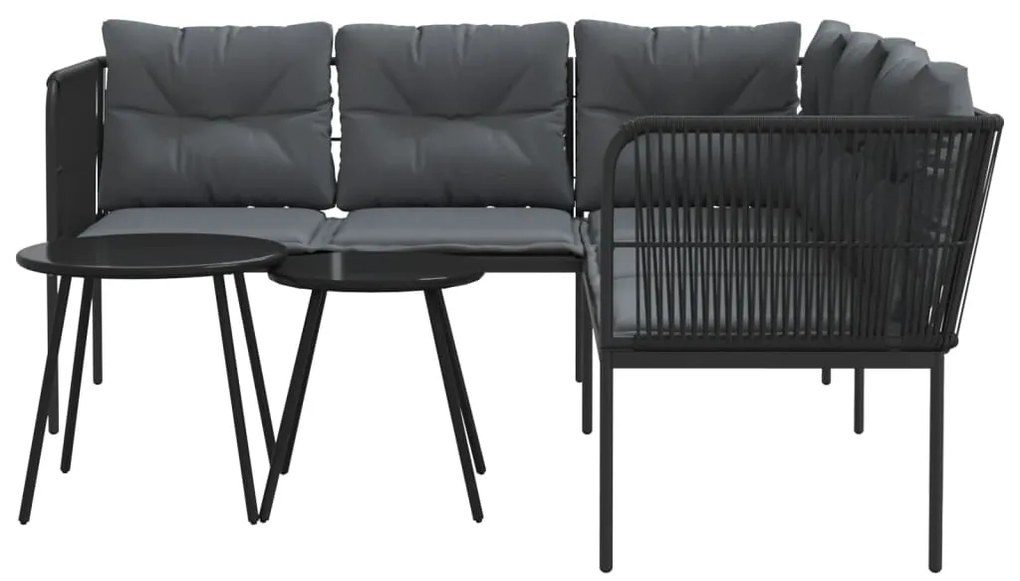 Conjunto de sofás de jardim c/ almofadões aço/textilene preto