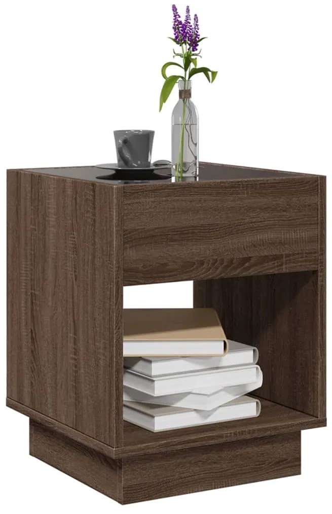 Mesa de centro luzes LED Infinity 40x40x50 cm carvalho castanho