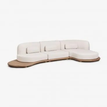 Sofá Modular Chaise Longue Direito De Jardim De 3 Peças Em Madeira De Acácia Gerard Marrom Acácia Claro - Sklum
