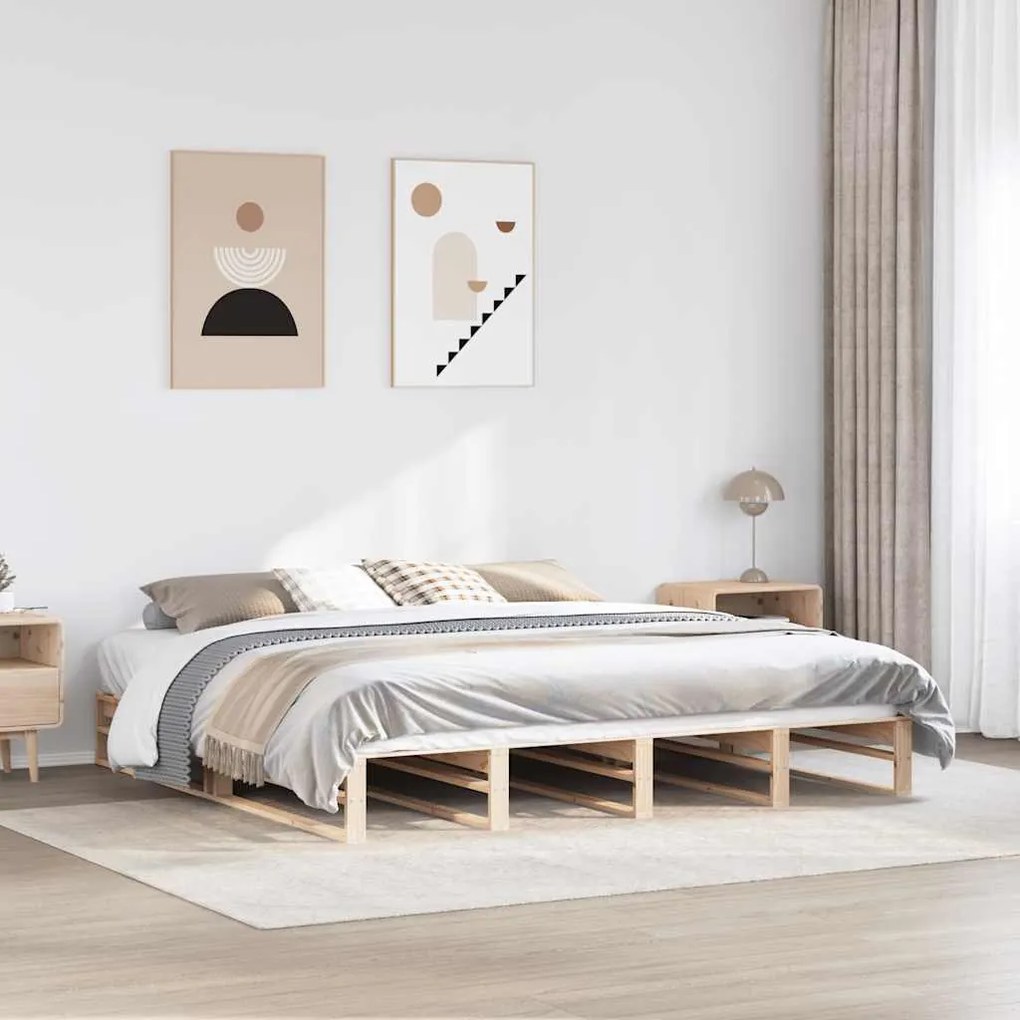 vidaXL Cama sem colchão 200x200 cm madeira de pinho maciça
