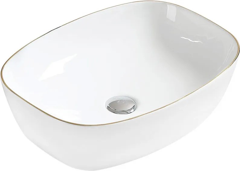Mexen Lita lavatório de bancada 49 x 37 cm, branco/dourado - 22124905