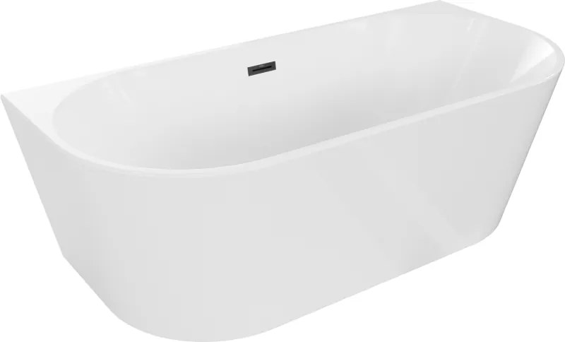 Mexen Oval banheira independente encostada 180 x 80 cm, branca, transbordo preto - 52671808000-70