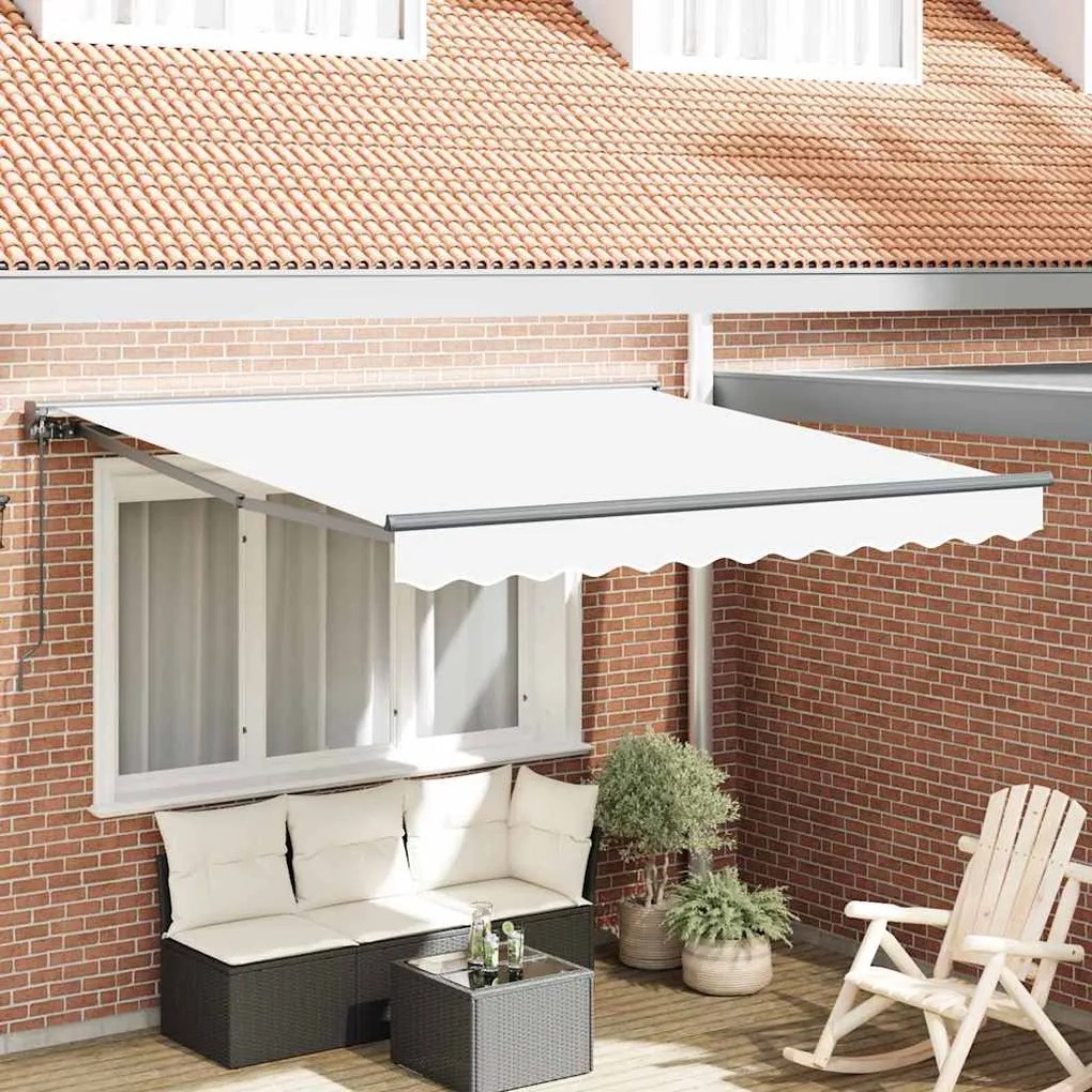 vidaXL Toldo Retrátil Manual Branco 350 x 250 cm Poliéster e Metal