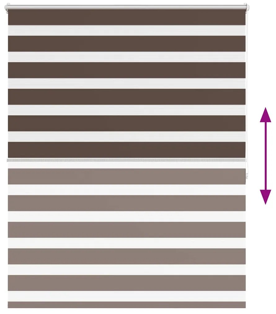 Estore de rolo 140 x 175 cm, linhas de zebra / Café