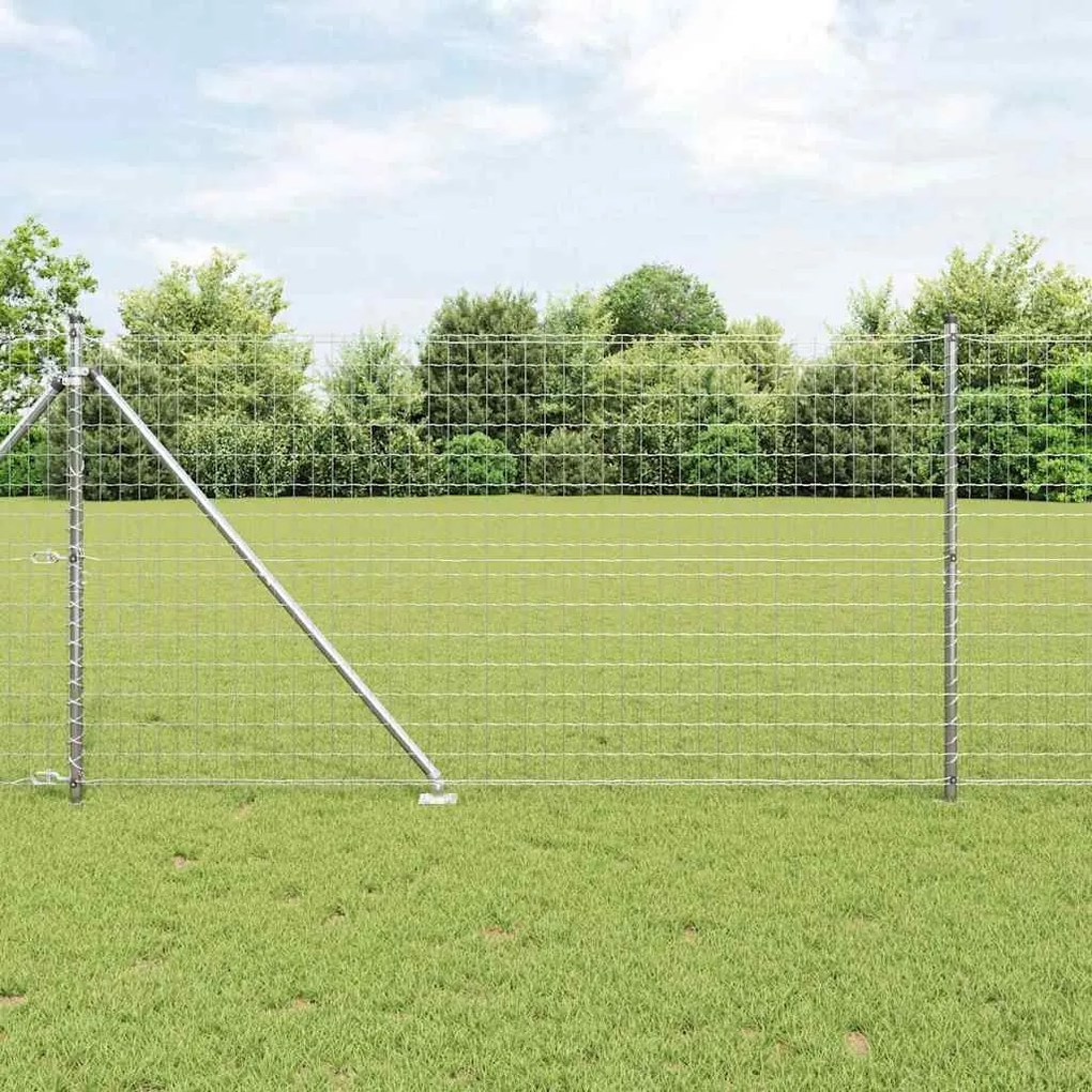 vidaXL Cerca Euro da com 7 postes em espeto de 1,2 x 10m em aço galvanizado