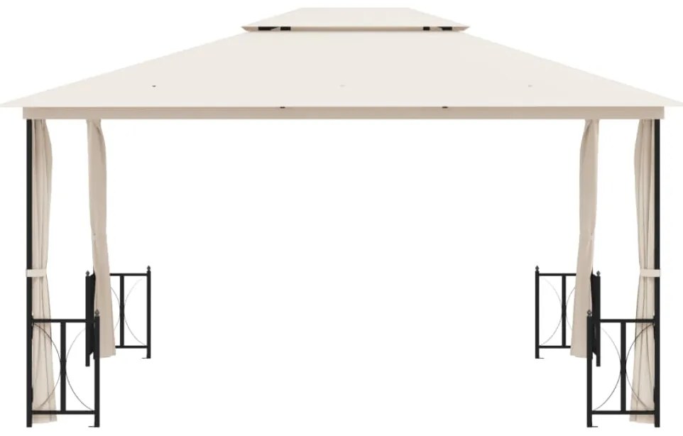 Gazebo com paredes laterais e telhado duplo 3x4 m cor creme