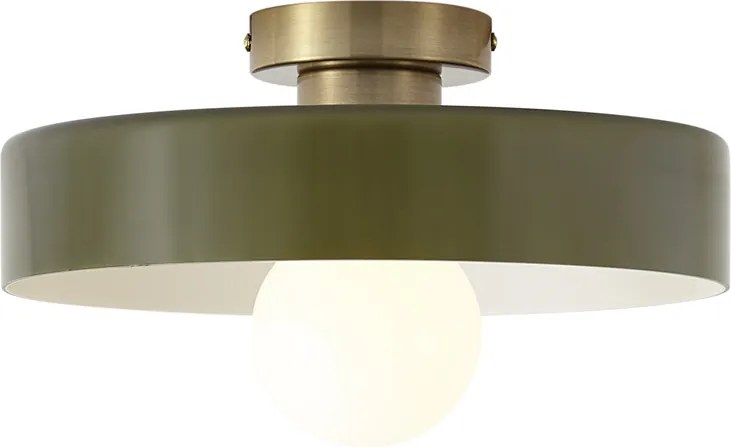 Plafon Retro Bronze com Vidro Verde - Jina