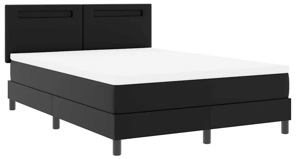 Cama Box com Colchão Preta, 140x190 cm em Couro Sintético