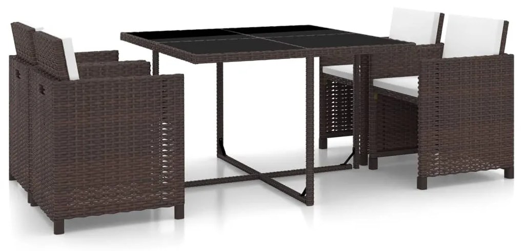 vidaXL Conjunto de jantar de exterior 13 pcs vime PE castanho