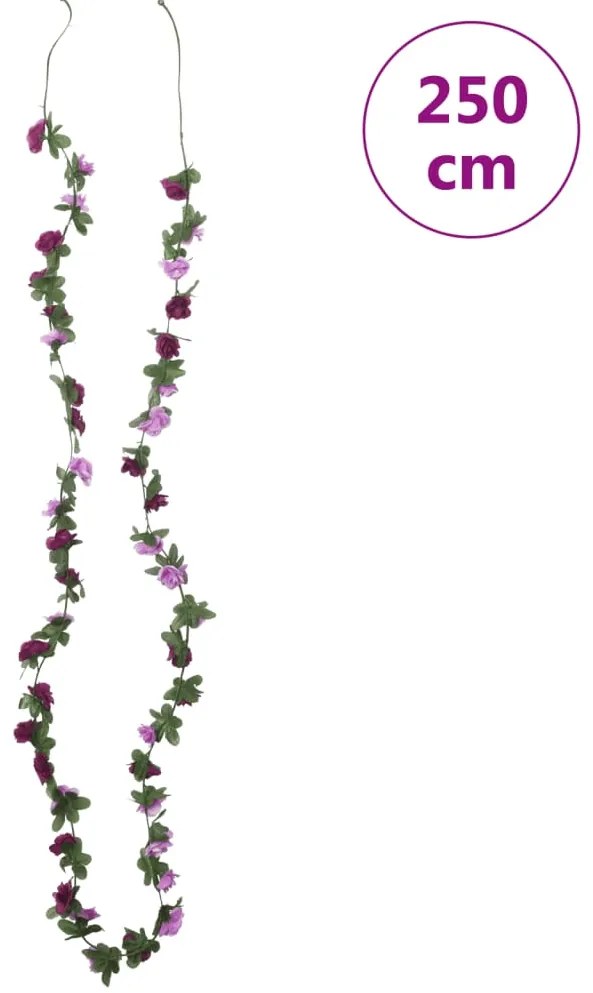 Grinaldas de flores de Natal 6 pcs 250 cm roxo claro