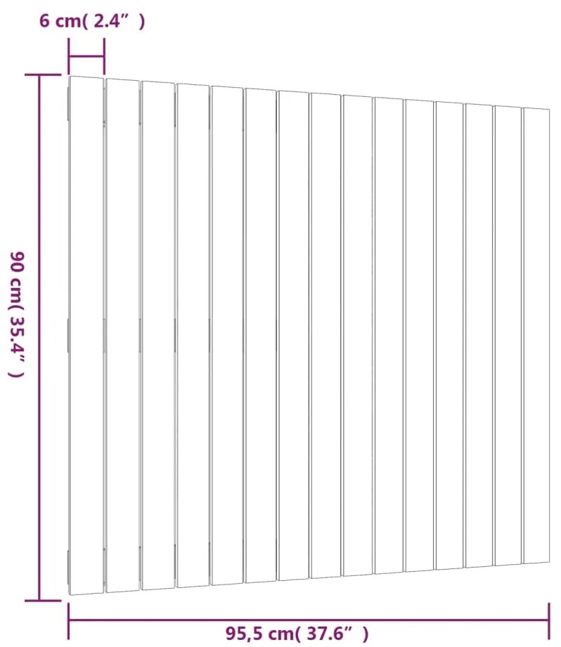 Cabeceira de parede 95,5x3x90 cm madeira de pinho maciça branco