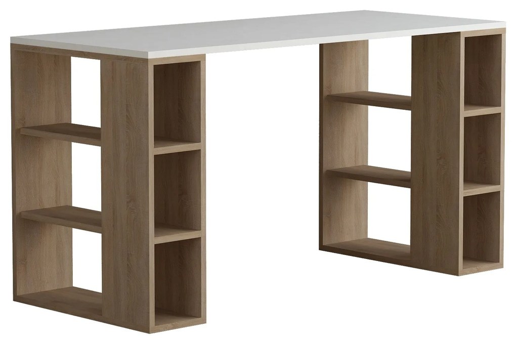 Secretária de Estudo e Estante Extra – Creme e Preto – Secretária: 120