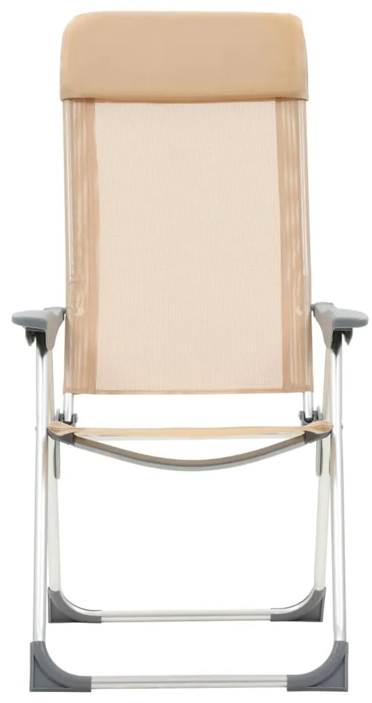 Cadeiras de campismo dobráveis 4 pcs alumínio creme
