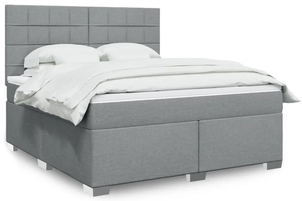 vidaXL Cama com molas/colchão 180x200 cm tecido cinzento-claro