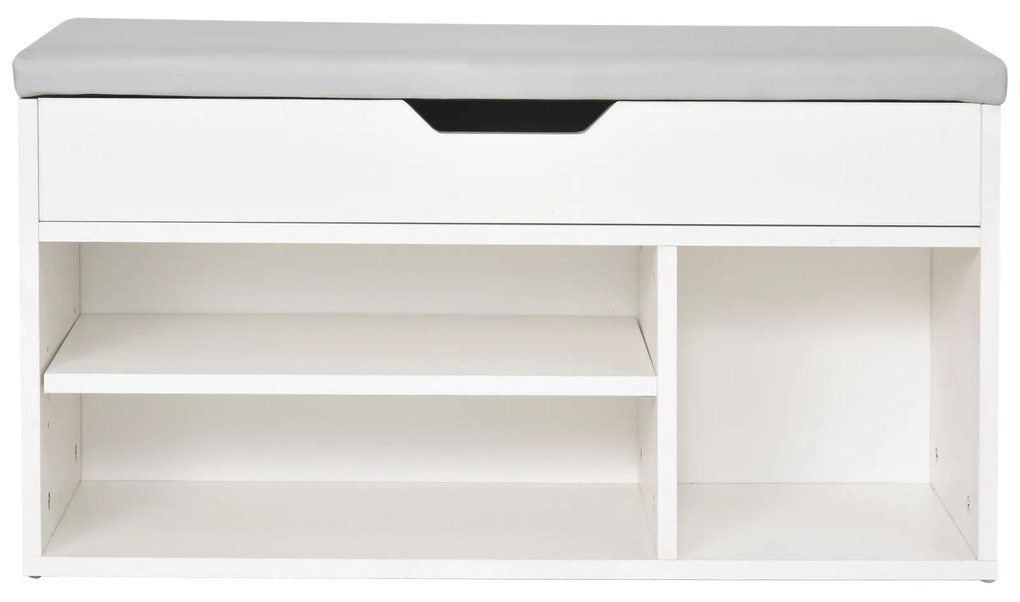 Sapateira com Assento Acolchoado Carga máxima de 120kg MDF 80x30x43cm Branco