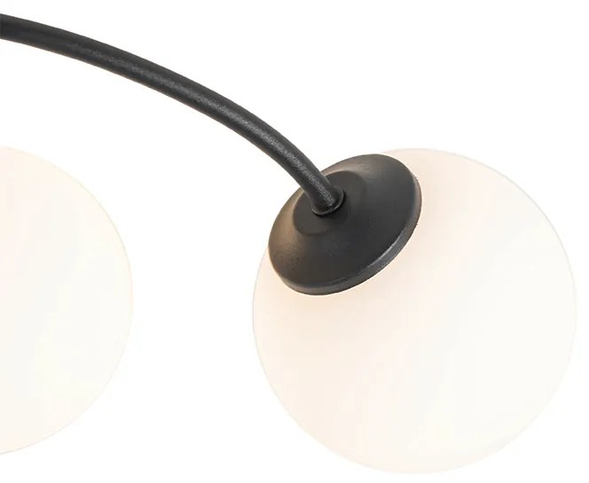 Candeeiro de teto moderno preto com vidro opalino 6 luzes - Athens Moderno