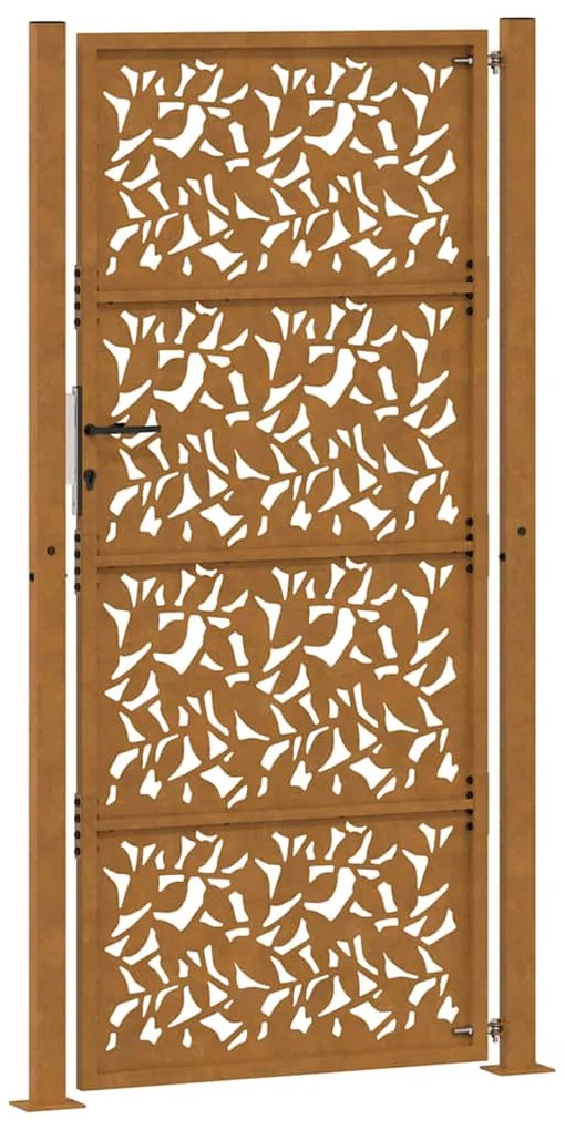 Portão de jardim 105x205 cm design de folha de aço resistente