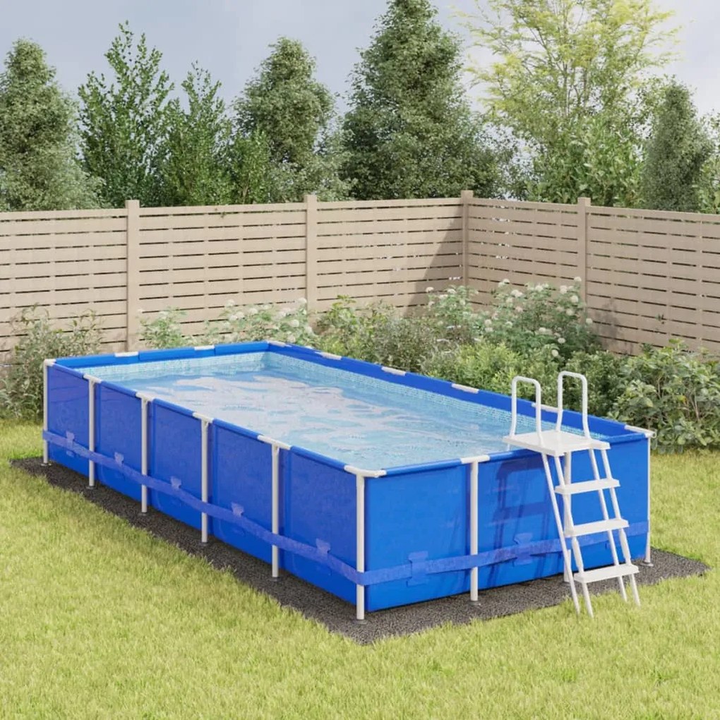 vidaXL Pano para chão de piscinas 750x370 cm poliéster geotêxtil cinza