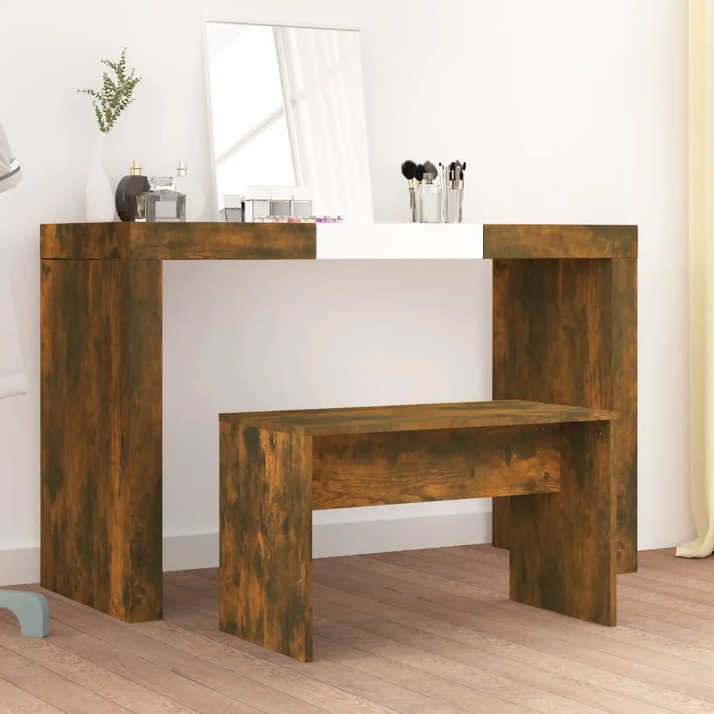 vidaXL Banco toucador 70x35x45 cm madeira processada carvalho fumado