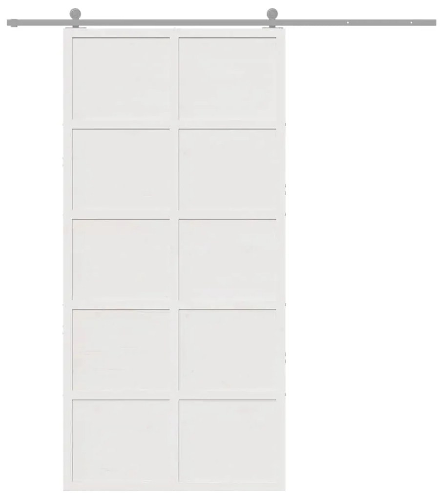 Porta de celeiro 100x208 cm madeira de pinho maciça branco