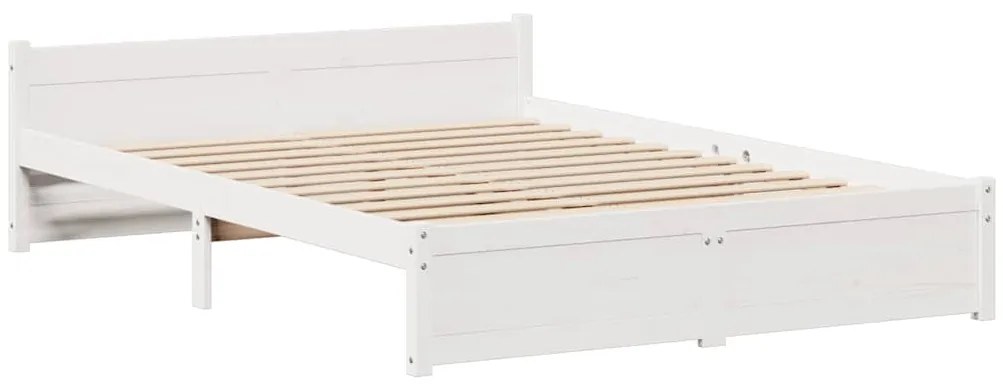 Cama sem colchão 150x200 cm madeira de pinho maciça branco
