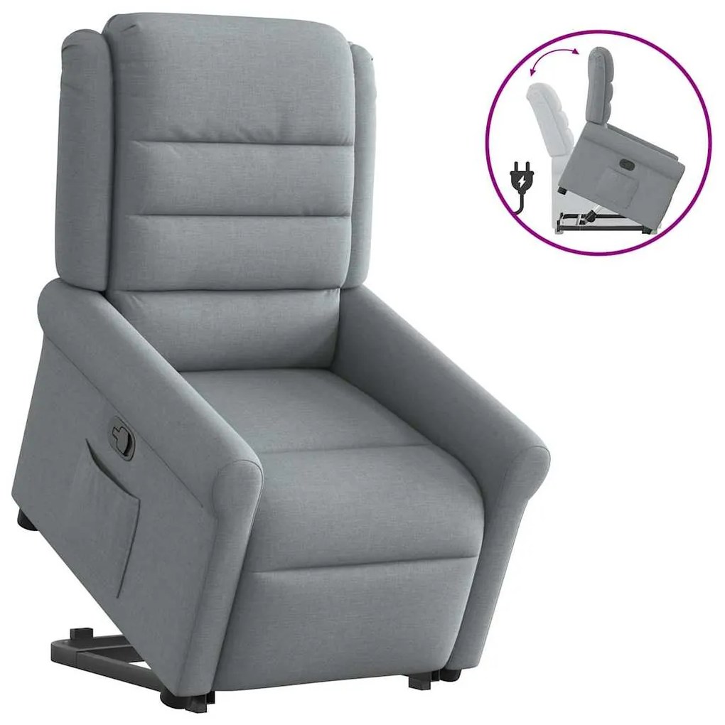 vidaXL Poltrona reclinável elevatória tecido cinzento-claro