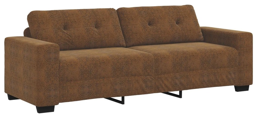 Conjunto de Sofá de 2 Peças com Almofadas em Couro Sintético Castanho