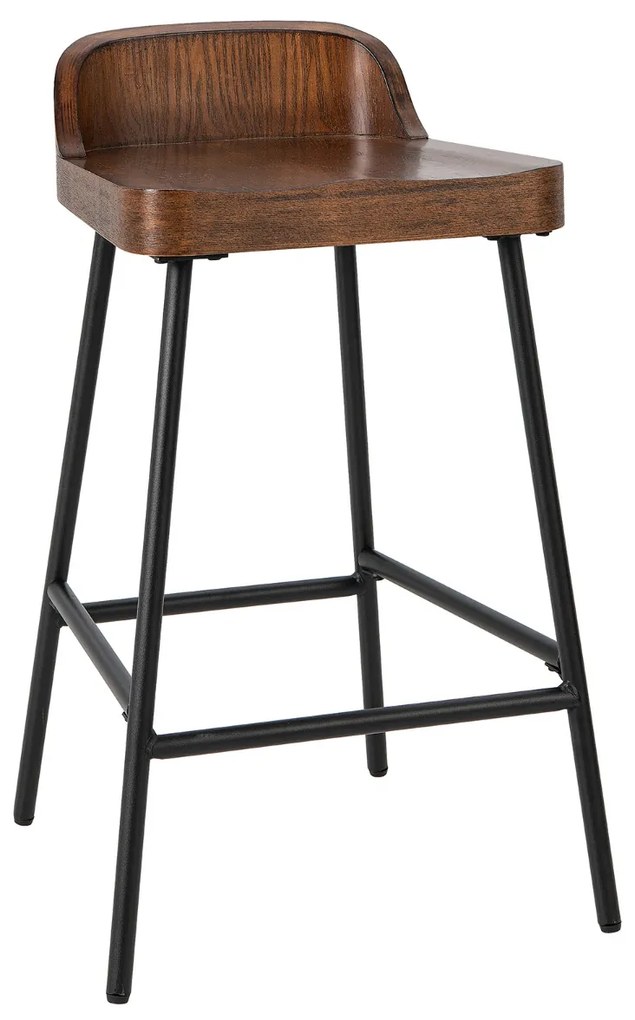 Banco de Bar Alto Banco de Bar 62 cm com Assento e Encosto Cadeira de Altura de Bar Industrial para Sala de Jantar Cozinha Castanho