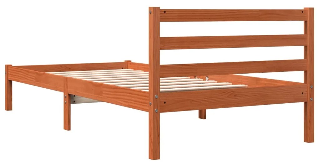 Estrutura de cama 90x200 cm madeira pinho maciça castanho cera